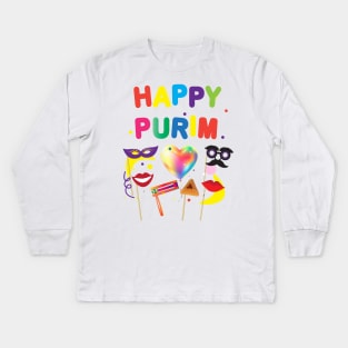 Happy Purim Festival Kids Party Gifts Decoration Jewish Holiday Kids Long Sleeve T-Shirt